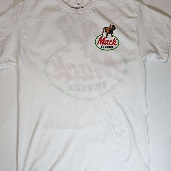 Mack Trucks Shirt Mens Medium White Bulldog Graphic Tee Back Print Logo Trucking - Picture 5 of 6